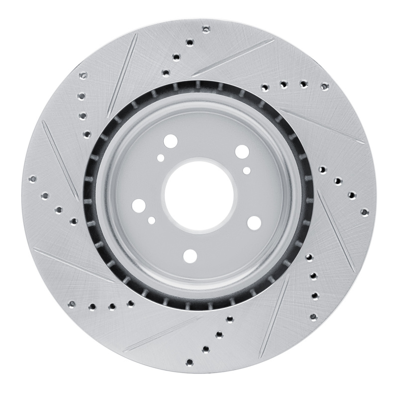Acura RDX Brake Rotor (1) - Front Right - R1 Concepts - Drilled & Slotted - Silver - `19-`25